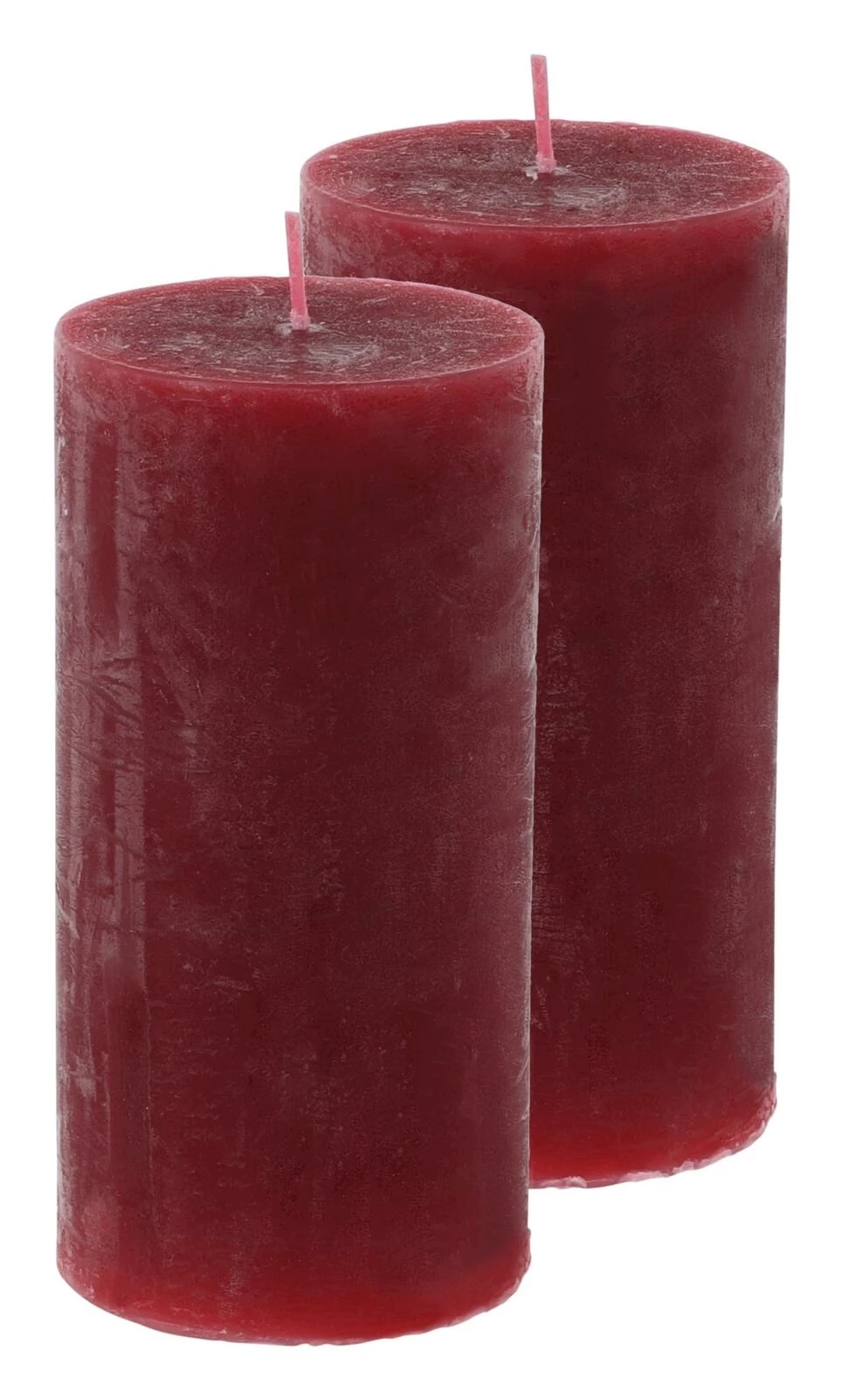 Bougie givrée rouge antique 5×10cm