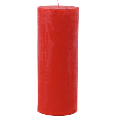 Bougie givrée rouge 7 × 18 cm