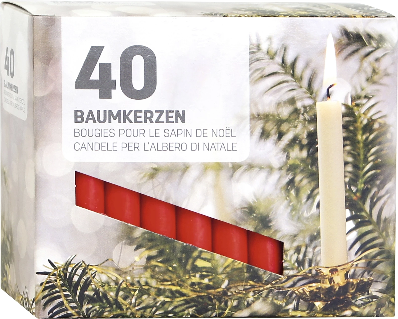 Bougie pour sapin rouge 13 × 100 mm