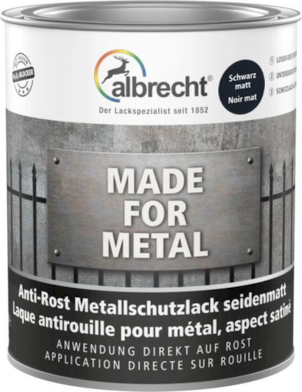 Metallschutzlack schwarz matt 750 ml