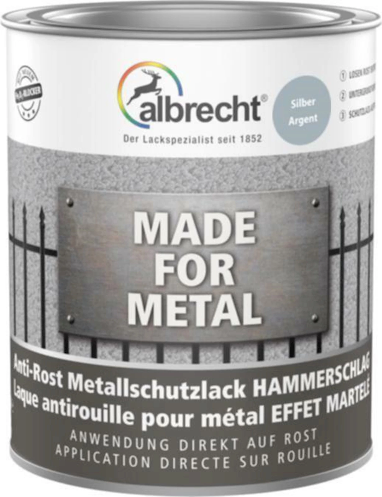 Hammerschlag-Lack silber 750 ml