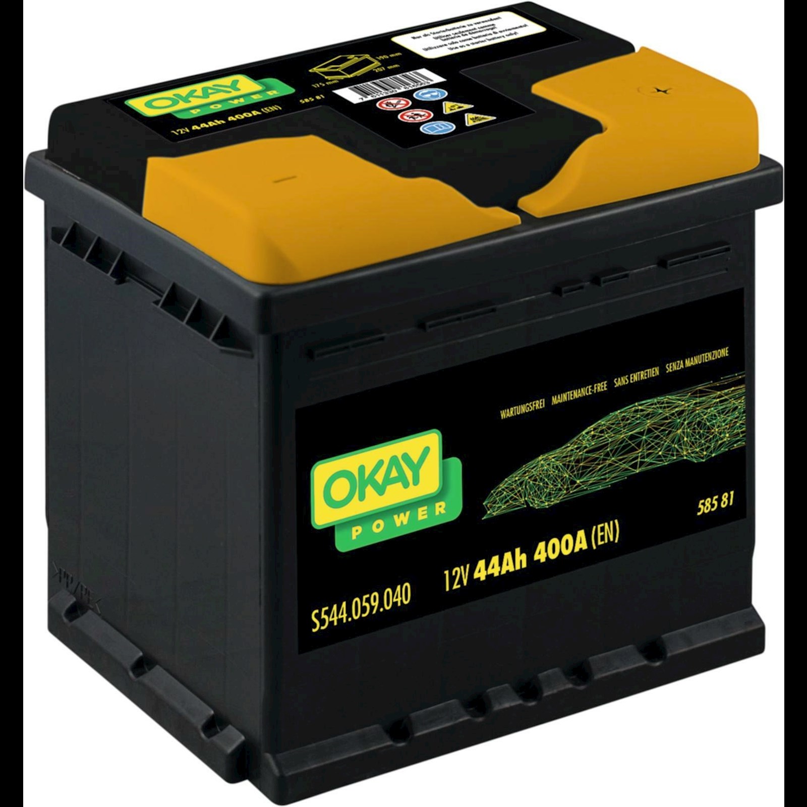 Batterie de démarrage OKAY Power 44Ah/400A Acheter - Accessoires