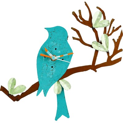 Horloge Oiseau sur branche Métal