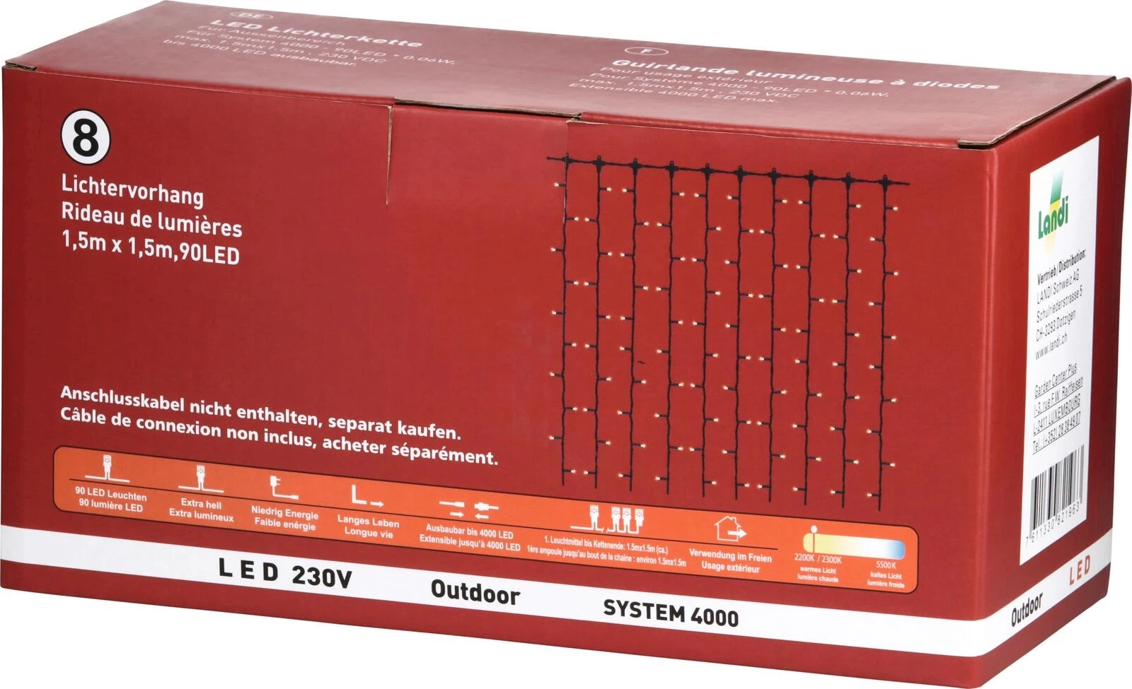 Rideau de lumières 90 LED