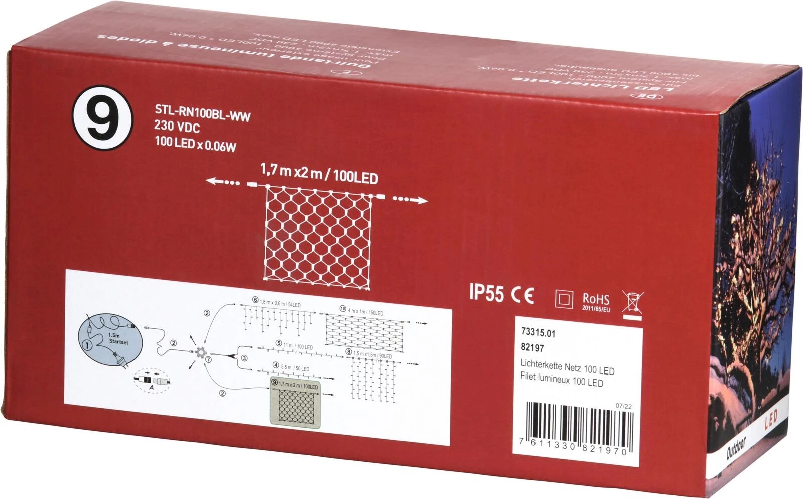 Lichterkette Netz 100 LED kaufen Weihnachtsbeleuchtung erweiterbar