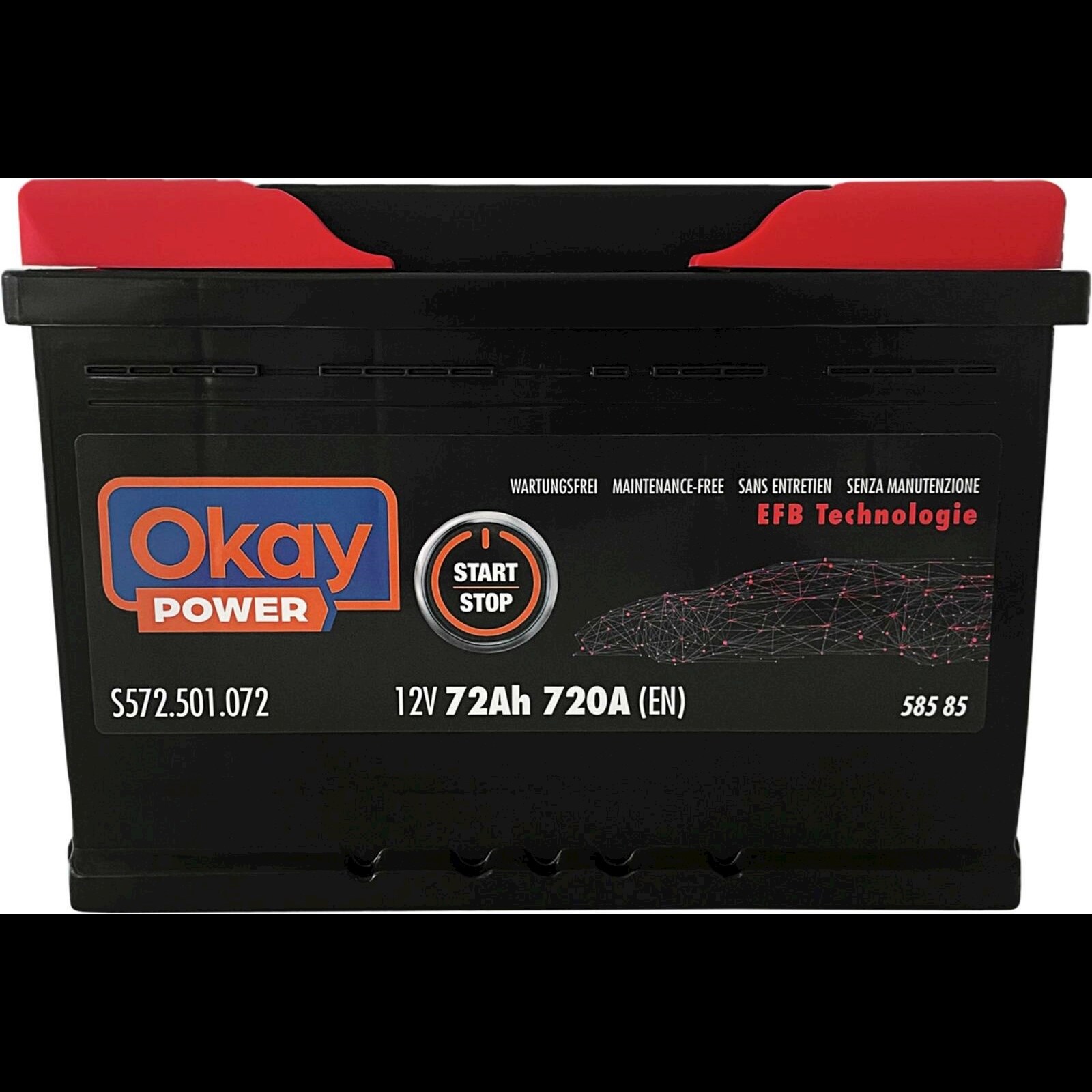 Starterbatterie OKAY EFB 72Ah/720A kaufen - Auto Zubehör - LANDI