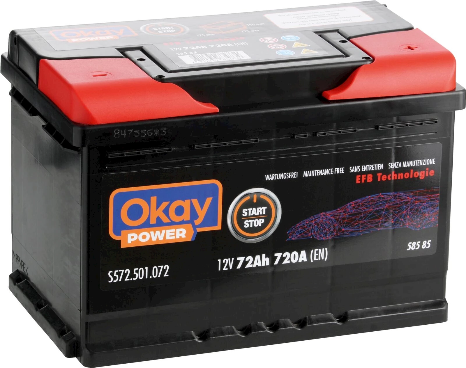 Starterbatterie OKAY EFB 72Ah/720A kaufen Auto Zubehör LANDI