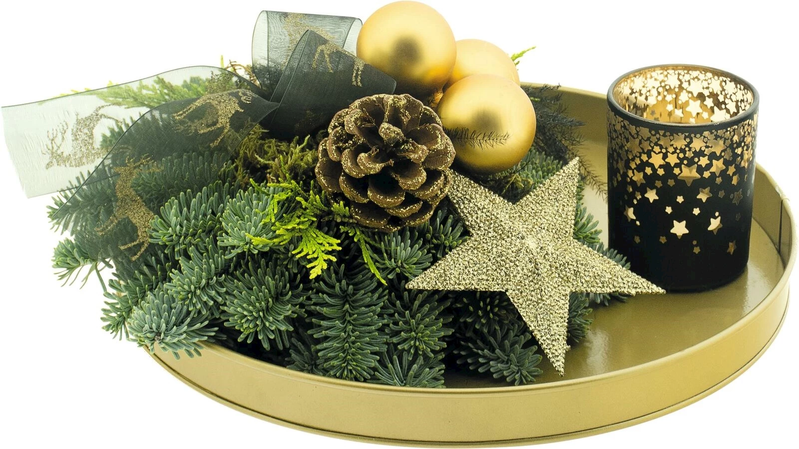 Weihnachtsarrangement rund gold 27.5 cm