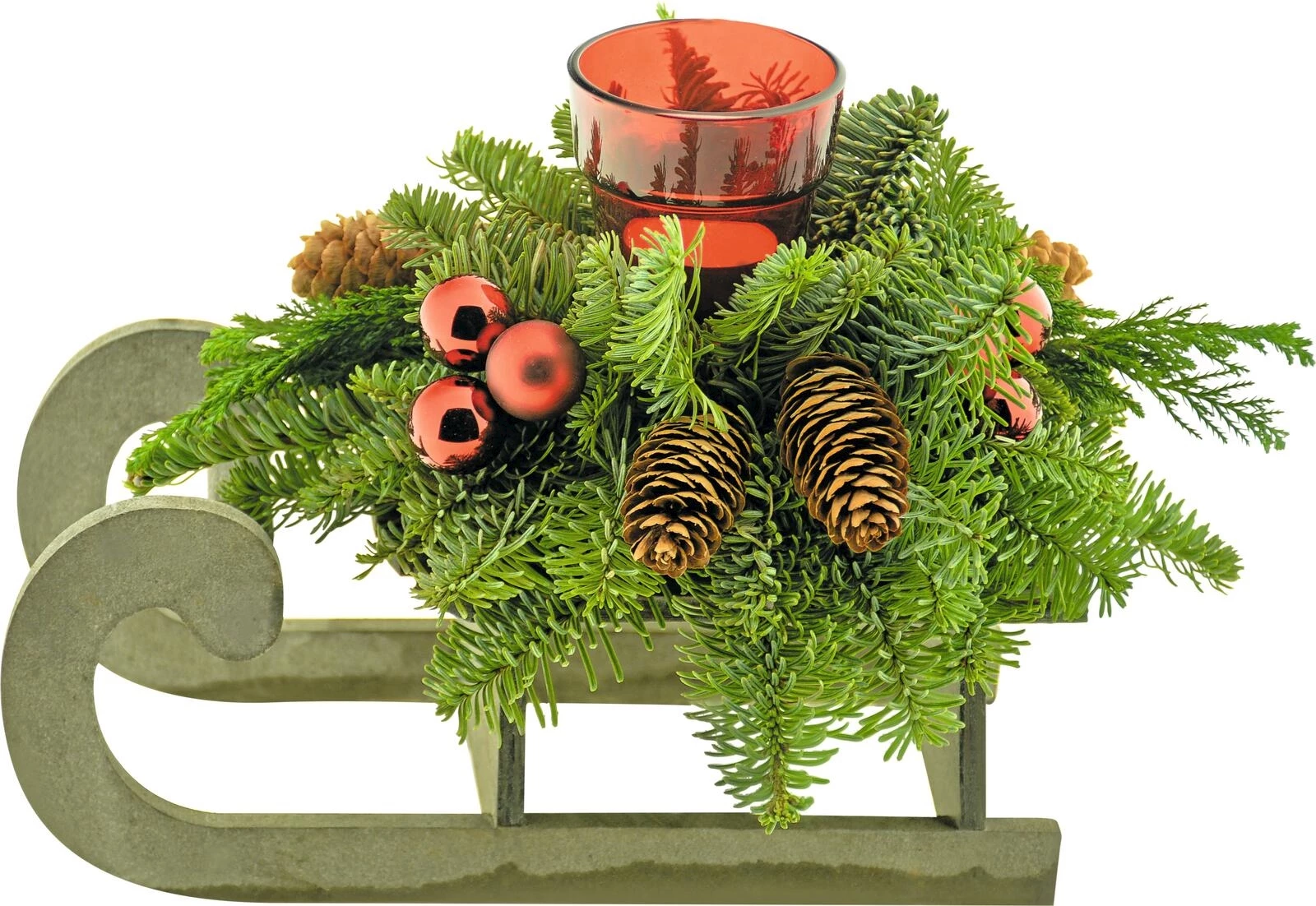 Weihnachtsarr. Schlitten rot 13x27 cm