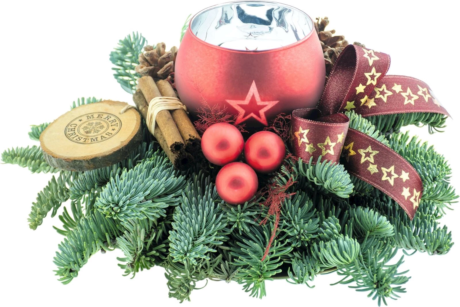 Weihnachtsarrangement rund rot 19 cm