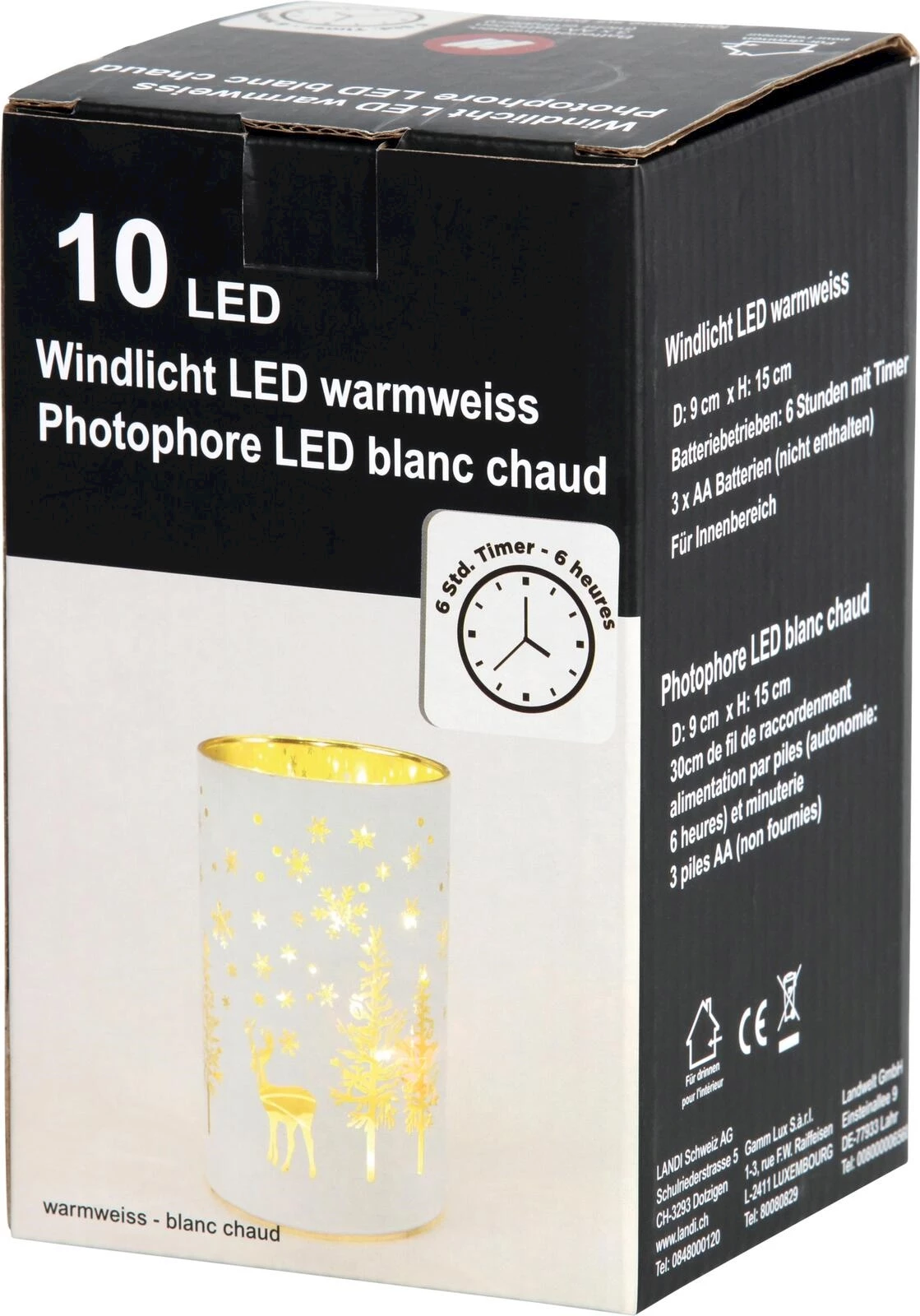 Photophore LED blanc Ø 9 cm