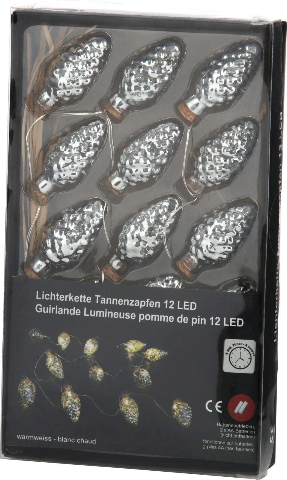 Lichterkette Tannenzapfen 12 LED