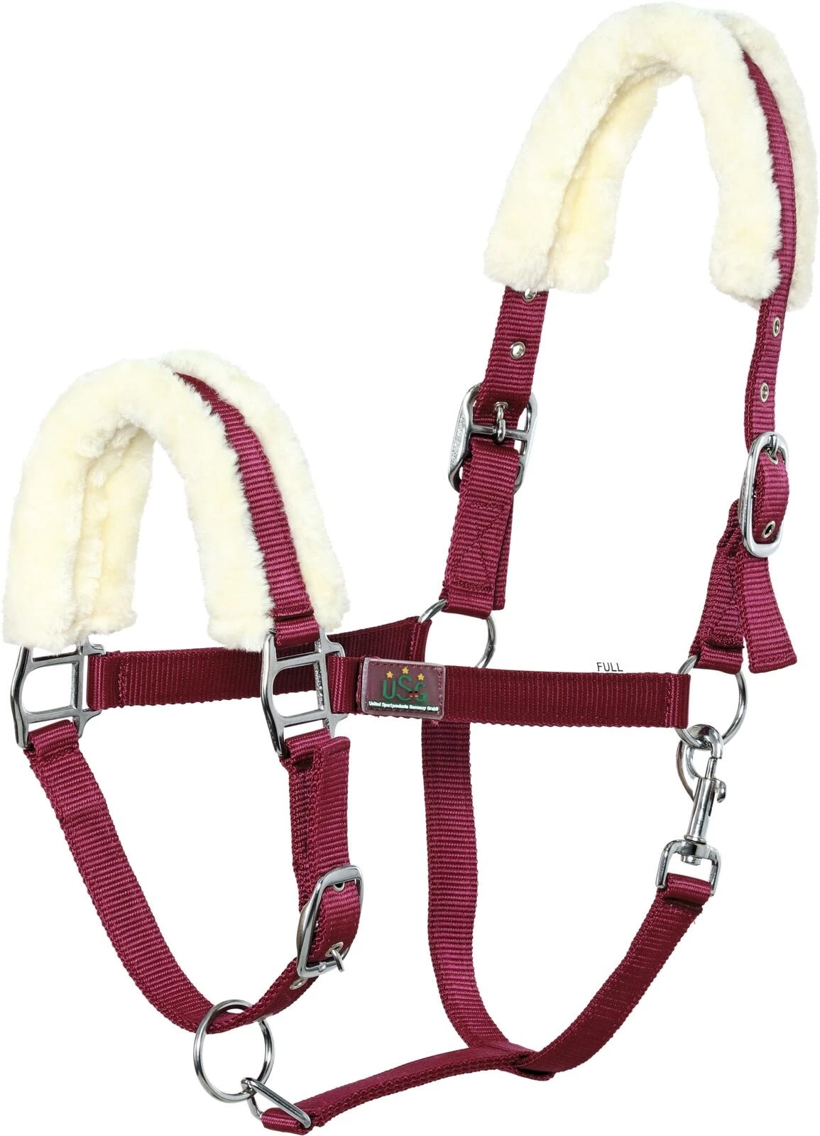 Halfter mit Fell bordeaux