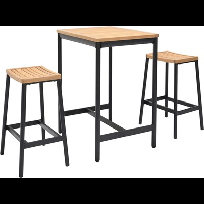 Set table de bar/tabouret alu/bois