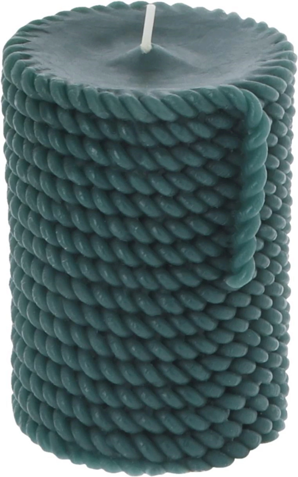 Bougie cyl. tricotée 7.5x10cm verte