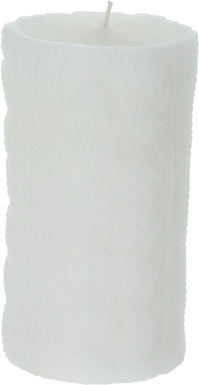 Zylinderkerze Strick 7x13.5 cm weiss