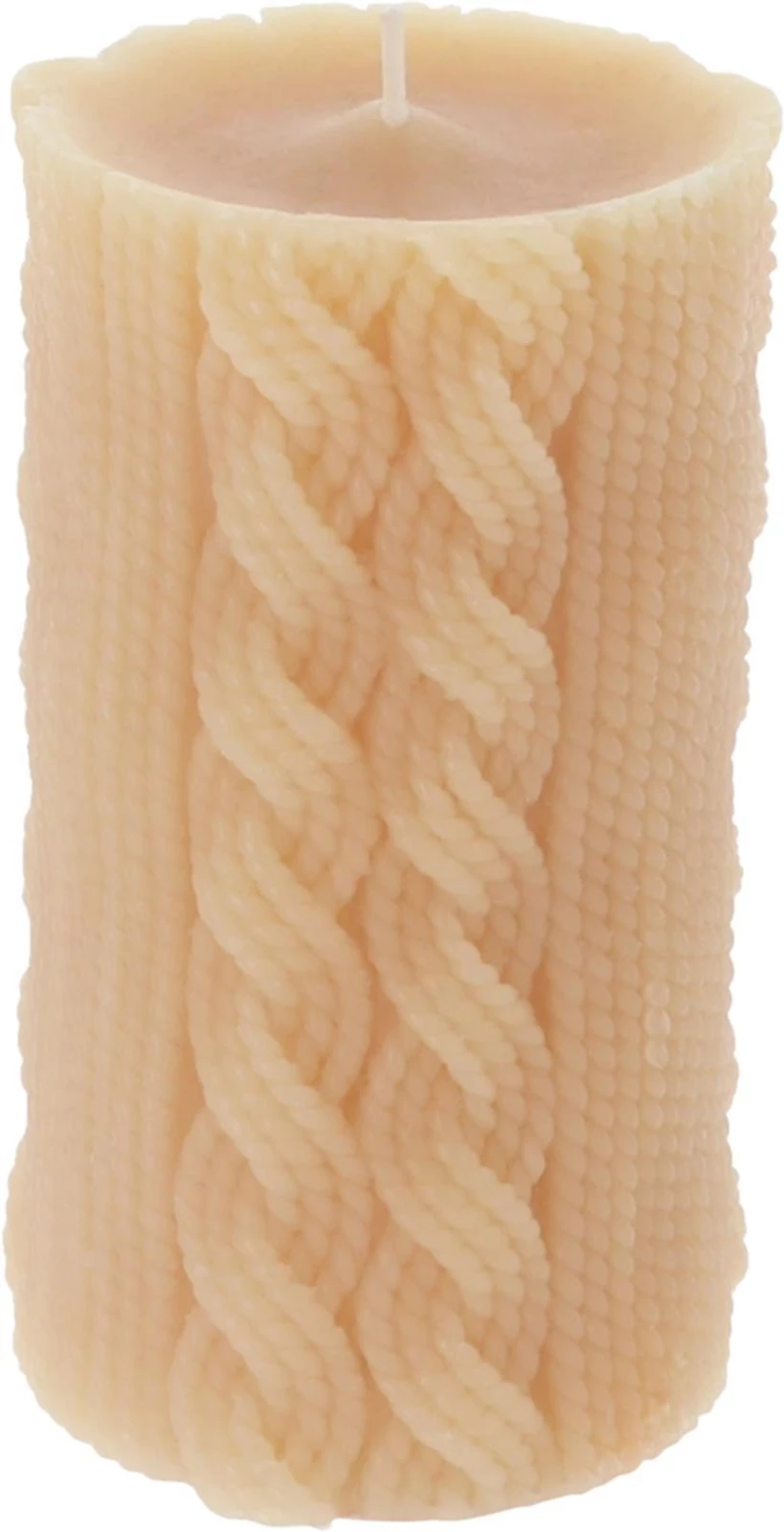 Zylinderkerze Strick 7x13.5 champagner