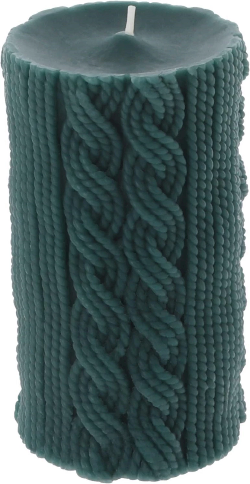 Bougie cyl. tricotée 7x13.5 cm verte