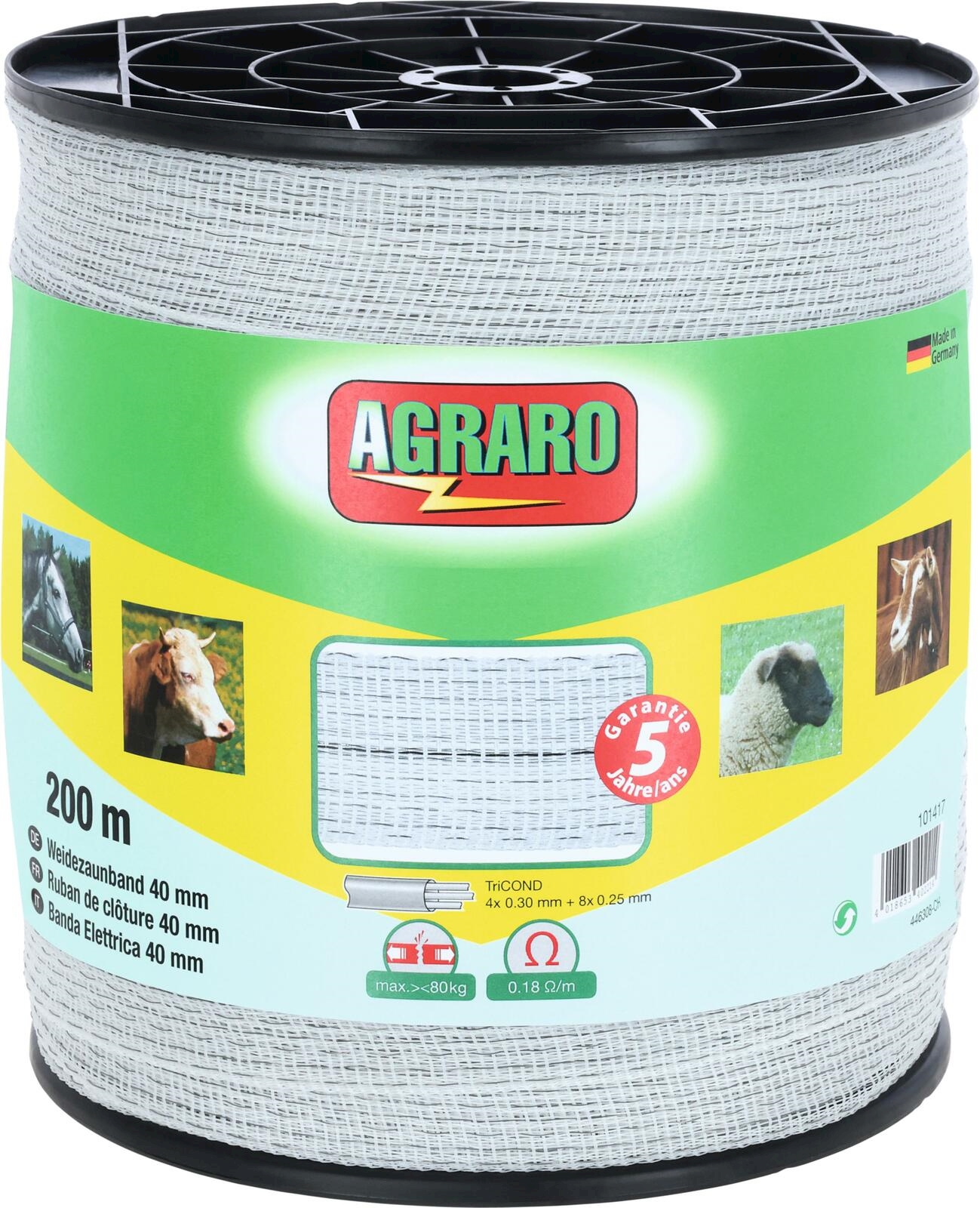 Ruban électrique Clôture Pâturage FenceGuard - 40 Mm Large, Acier Inoxydable - Fabriqué Allemagne