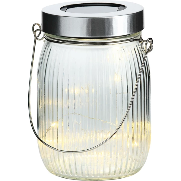 Relaxdays Solarlampe Glas – 8 LEDs, Warm- & Kaltweiß, USB-Ladekabel, Solarleuchte Innen & Außen – Transparent, 18 Cm Hoch, 900 MA Akku, Magnetschalter