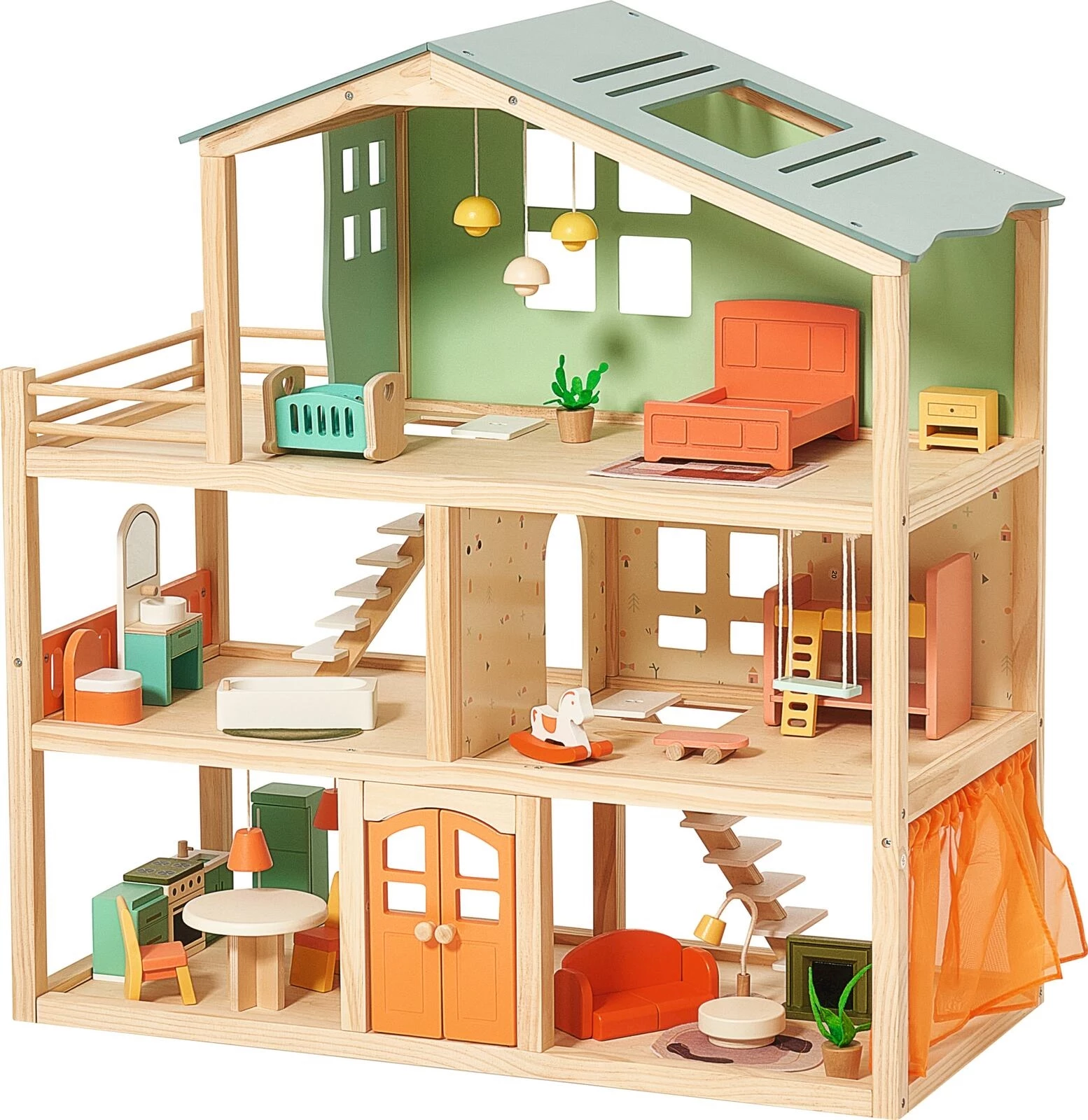 Maison de poupées entièrement meublée