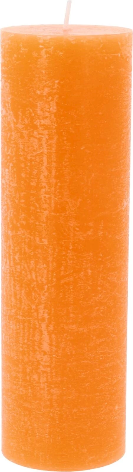 Raureifkerze orange 6 x 20 cm
