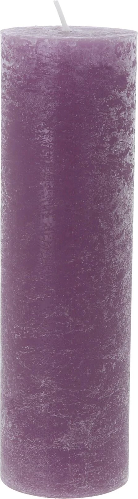 Raureifkerze violett 6 x 20 cm