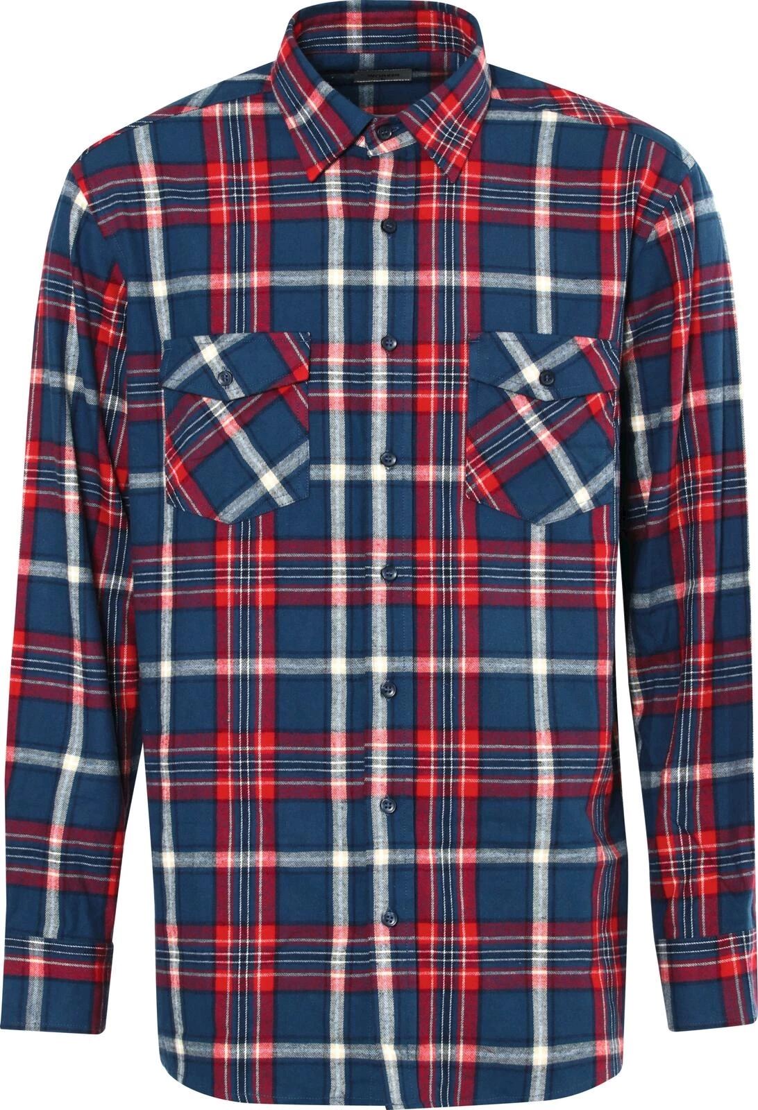 Chemise flan. bleu/rouge S