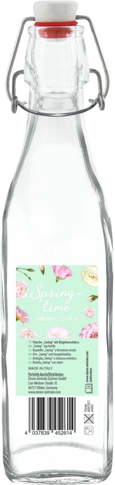 Bügelflasche vierkant 500 ml