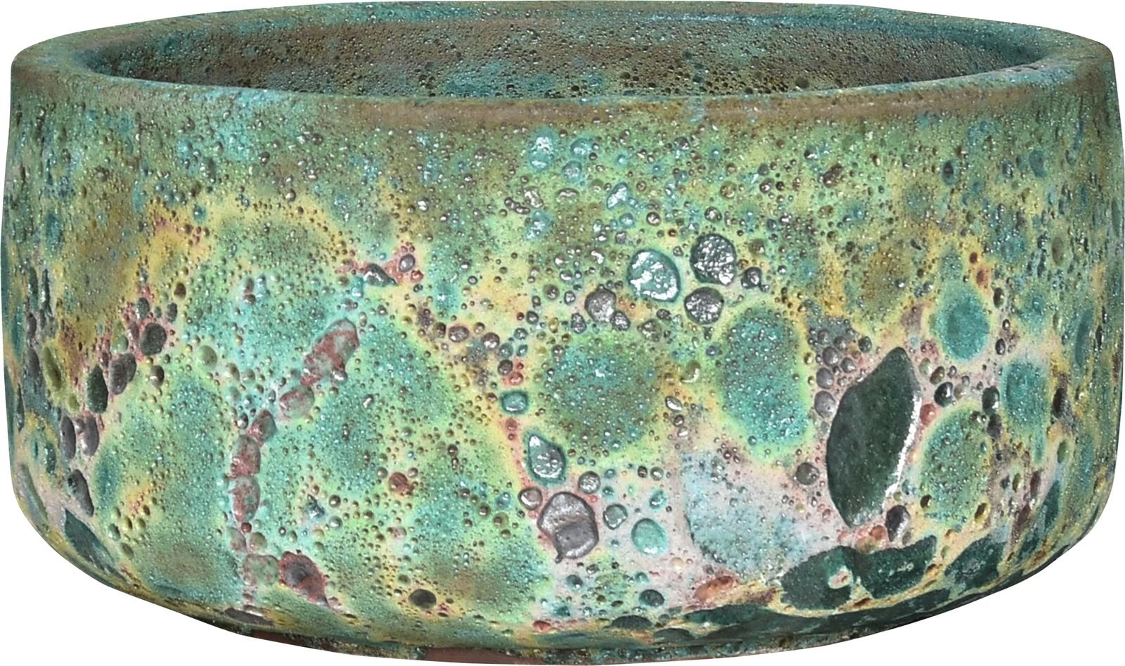 Topf Steinzeug Lava cyan 30×14 cm