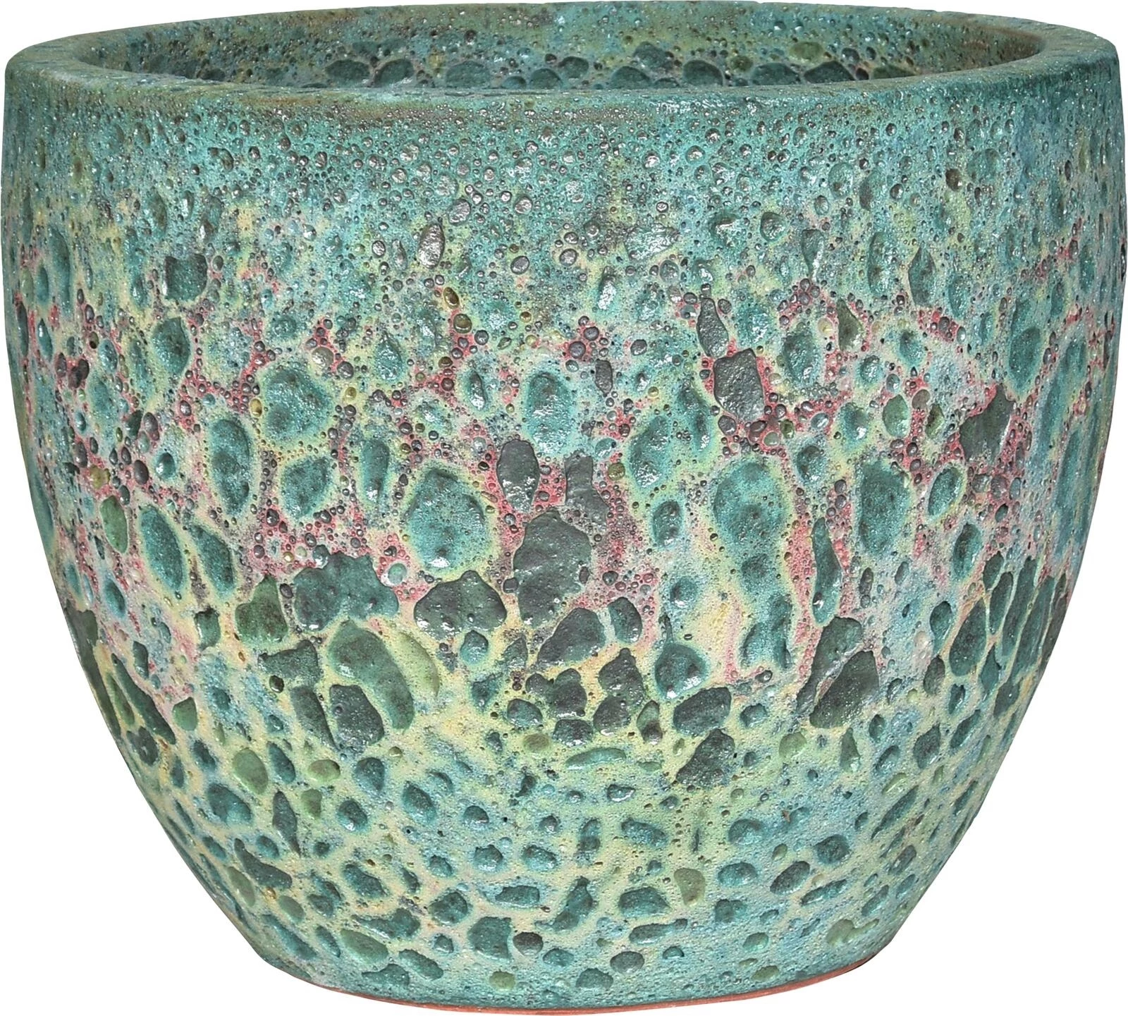 Topf Steinzeug Lava cyan 28×24 cm