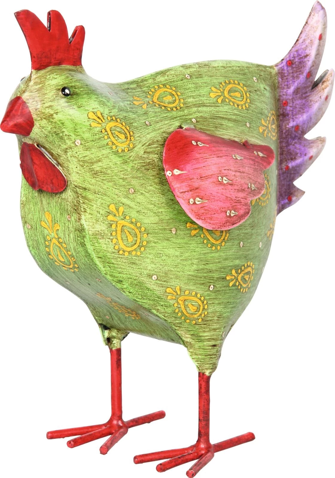Poule de déco vert 18 cm