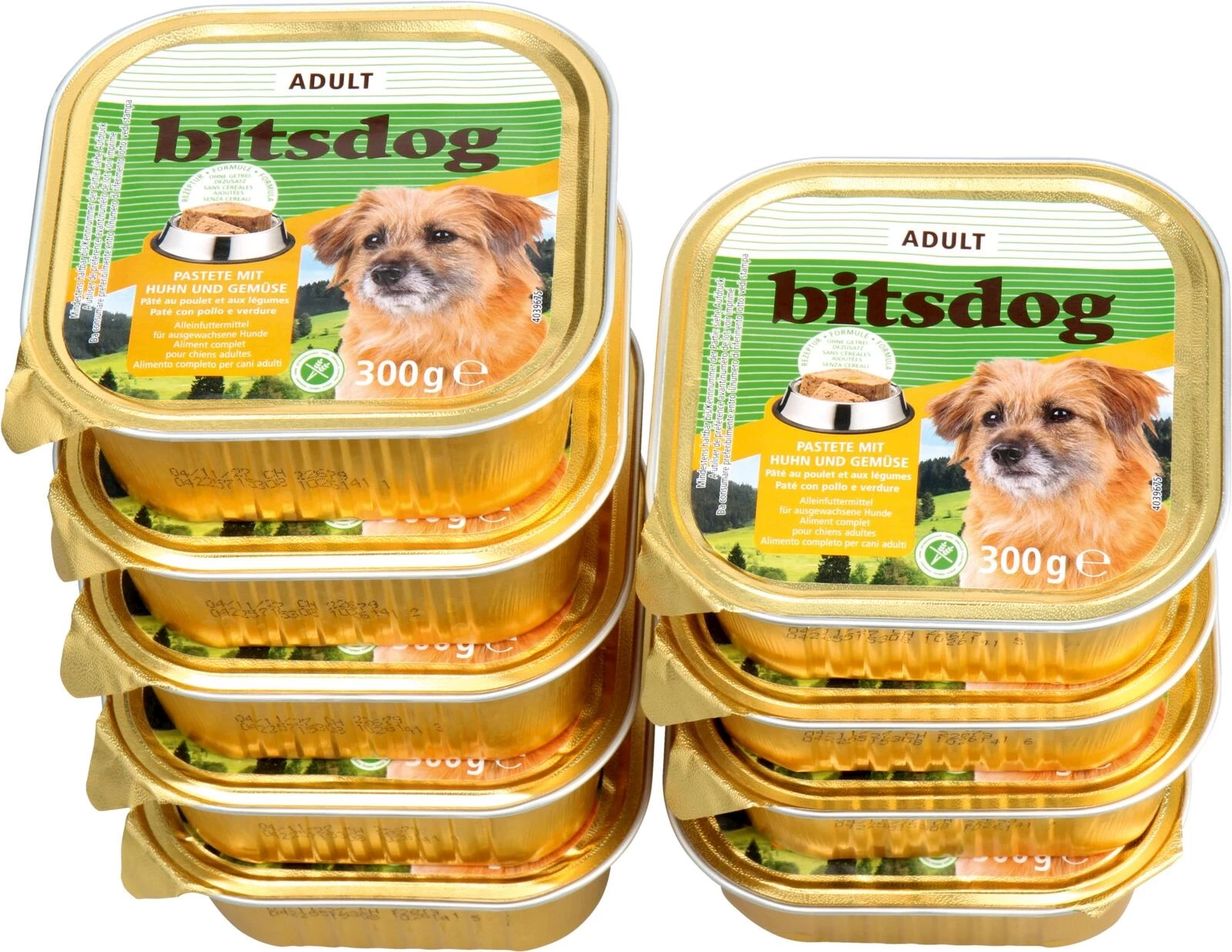 Aliment chiens poulet/légumes 9×300g