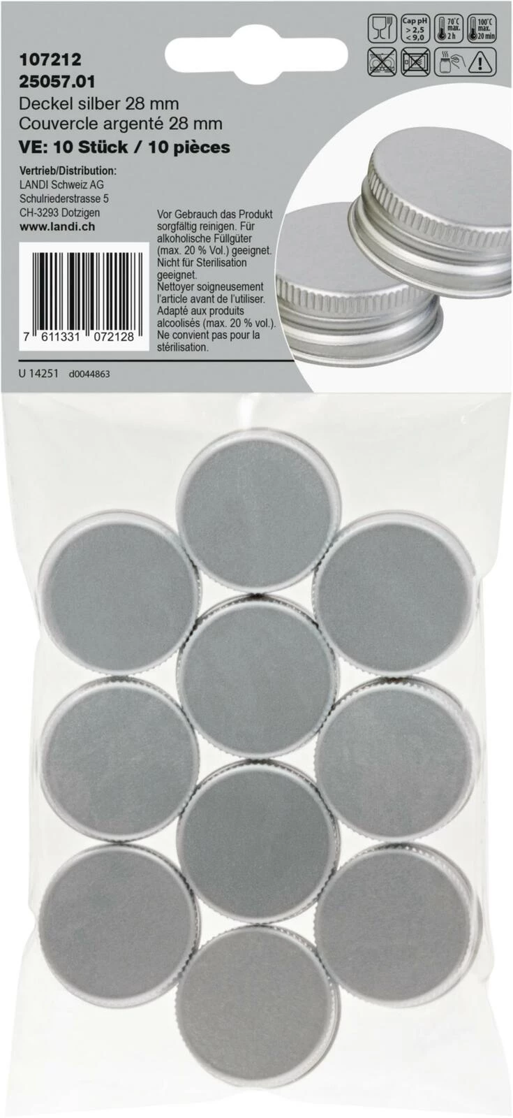 Couvercle argenté 10 pièces