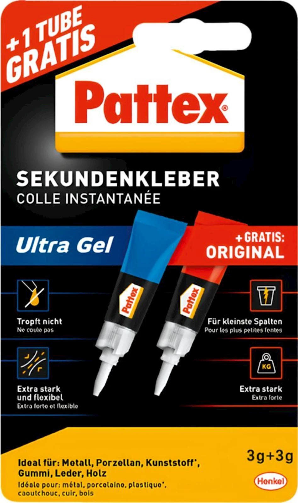 Sekundenkleber Gel 2 × 3g